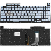 Клавиатура для ноутбука ASUS (G731GD, G731GT, G731GU) рус, серебристый, без рамки, подсветка клавиш (RGB 1) (ОРИГИНАЛ)