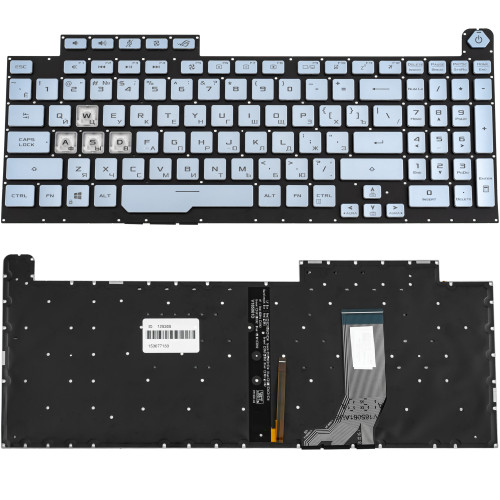 Клавиатура для ноутбука ASUS (G731GD, G731GT, G731GU) rus, silver, без фрейма, подсветка клавиш (RGB 1) (ОРИГИНАЛ)