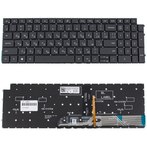 Клавиатура для ноутбука DELL (Vostro: 3510, 3520) рус, черный, подсветка клавиш, без фрейму