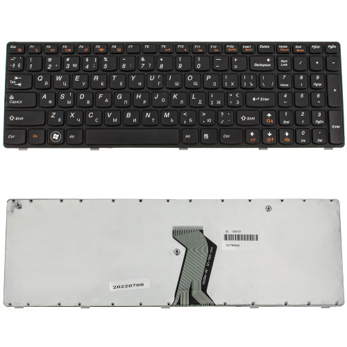 Клавиатура для ноутбука LENOVO (G570, G575, G770, G780, Z560, Z565) ukr, black, black frame