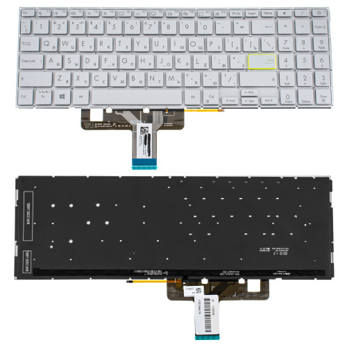 Клавіатура для ноутбука ASUS (X521 series) rus, silver, без кадру, підсвічування клавіш (ОРИГИНАЛ)