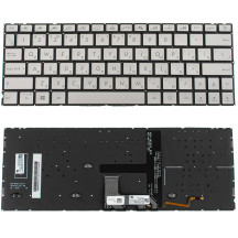 Клавіатура для ноутбука ASUS (UX334 series) rus, silver, без кадру, підсвічування клавіш (оригінал)