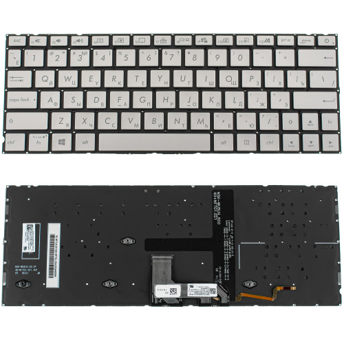 Клавіатура для ноутбука ASUS (UX334 series) rus, silver, без кадру, підсвічування клавіш (оригінал)
