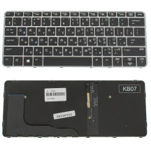 Клавиатура для ноутбука HP (EliteBook: 820 G3) rus, black, silver frame, без джойстика, подсветка клавиш