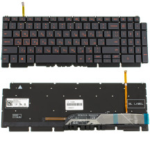 Клавіатура для ноутбука DELL (G15: 5510, 5515), rus, black, без кадру, підсвічування клавіш RED (Оригінал)