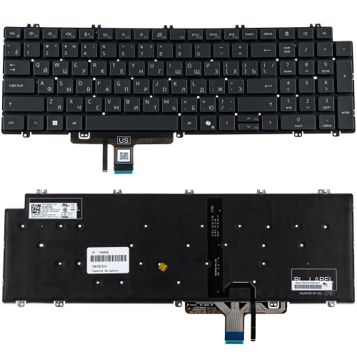Клавиатура для ноутбука DELL (Latitude: 5550) rus, черная, без рамки, подсветка клавиш (2024)