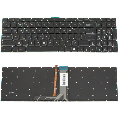 Клавиатура для ноутбука MSI (GV62, GT62) rus, black, без фрейма, подсветка клавиш  (ОРИГИНАЛ)