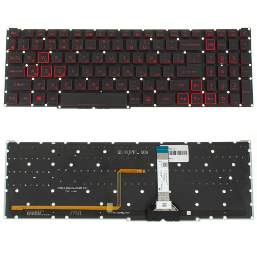 Клавиатура для ноутбука ACER (Nitro: AN517-55) rus, black, без фрейма, подсветка клавиш RED (ОРИГИНАЛ)