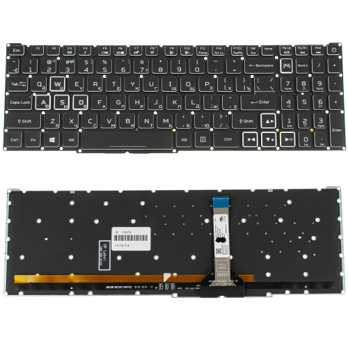 Клавіатура для ноутбука ACER (Nitro: AN517-55) rus, black, без фрейму, підсвічування клавіш RGB (оригінал)