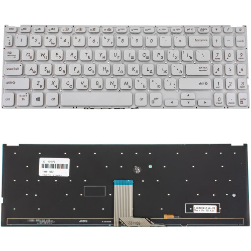 Клавиатура для ноутбука ASUS (X512 series) rus, silver, без фрейма, подсветка клавиш