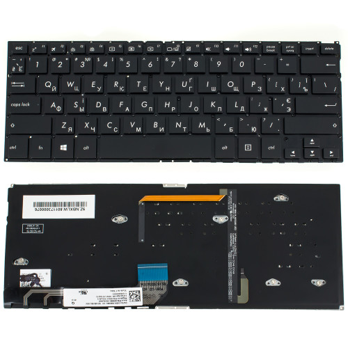 Клавіатура для ноутбука ASUS (UX360UA, UX360UAK ) rus, black, без фрейма, підсвічування клавіш