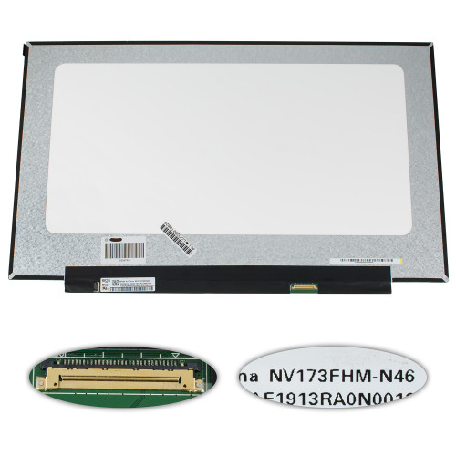 УЦІНКА! Матриця 17.3 NV173FHM-N46 (1920*1080, 30pin(eDP, IPS, 300 cd/m2, кольоропередача 72%), LED, SLIM(без планок та вушок), матова, роз'єм праворуч знизу) для ноутбука