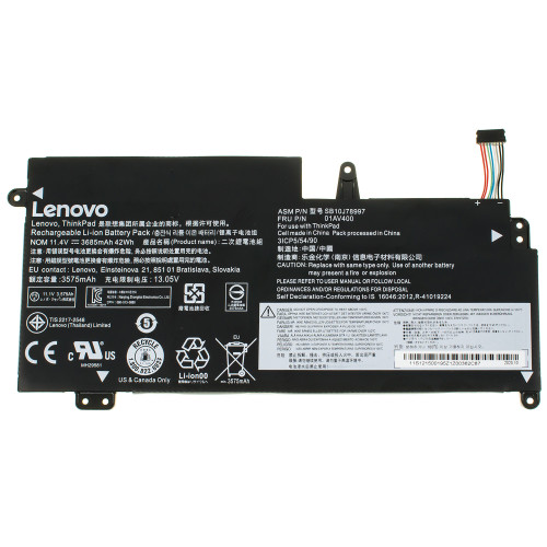 Оригинальная батарея для ноутбука LENOVO 01AV401 (ThinkPad S2 13 Chromebook series) 11.4V 3.685Ah 42Wh Black
