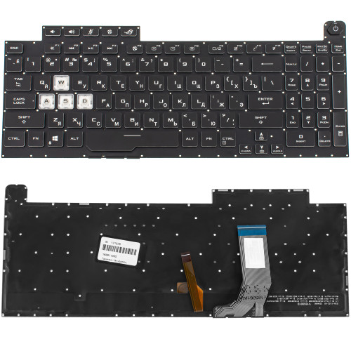 Клавиатура для ноутбука ASUS (G731GD, G731GT, G731GU) rus, black, без фрейма, подсветка клавиш (RGB 4) (ОРИГИНАЛ)