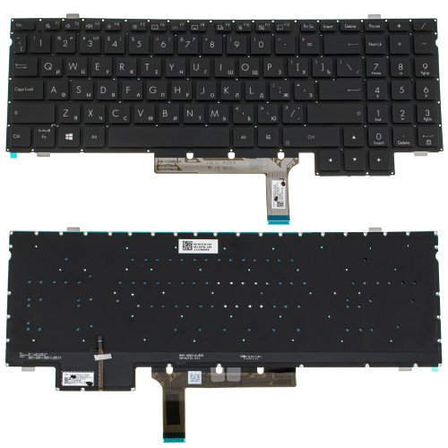 Клавиатура для ноутбука ASUS (H7600 series) rus, black, без фрейма, подсветка клавиш