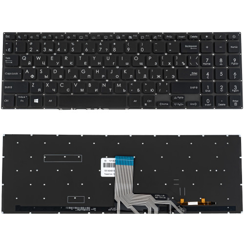 Клавиатура для ноутбука ASUS (X513, X531 series) rus, black, без фрейма, подсветка клавиш