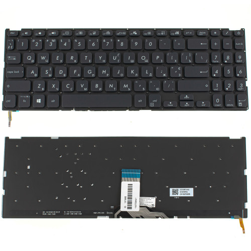 Клавіатура для ноутбука ASUS (X509 series) ukr, black, без фрейму, підсвічування клавіш (оригінал)