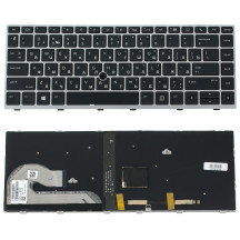 Клавіатура для ноутбука HP (EliteBook: 740 G5,  840 G5) rus, black, sivler frame, підсвічування клавіш, з джойстиком