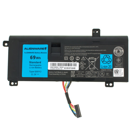 Оригінальна батарея для ноутбука DELL G05YJ (Alienware 14 M14x R3 R4) 11.1V 6400mAh 69Wh Black