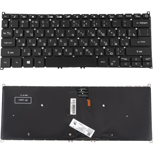 Клавиатура для ноутбука ACER (AS: SF514-56) rus, black, без фрейма, подсветка клавиш (ОРИГИНАЛ)