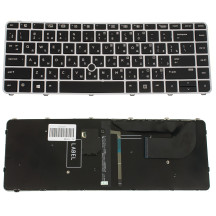 Клавіатура для ноутбука HP (EliteBook: 840 G3) rus,  silver frame, підсвічування клавіш, з джойстиком (оригінал)