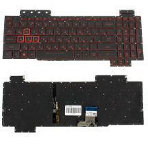 Клавіатура для ноутбука ASUS (FX505 series) rus, black, без фрейма, підсвічування клавішRED (оригінал)