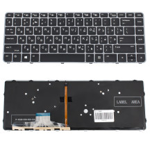 Клавиатура для ноутбука HP (EliteBook: 1040 G3) rus, black, silver frame, подсветка клавиш