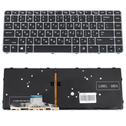 Клавіатура для ноутбука HP (EliteBook: 1040 G3) rus, black, silver frame, підсвічування клавіш