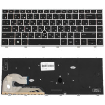 Клавіатура для ноутбука HP (EliteBook: 740 G5,  840 G5) rus, black, silver frame