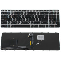 Клавіатура для ноутбука HP (EliteBook: 850 G4) rus, black, підсвічування клавіш, без джойстика, silver frame