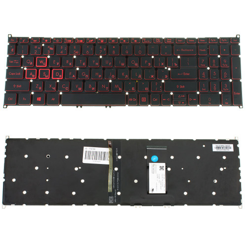 Клавіатура для ноутбука ACER (AS: SP515-51) rus, black, без кадру, підсвічування клавіш (RED)