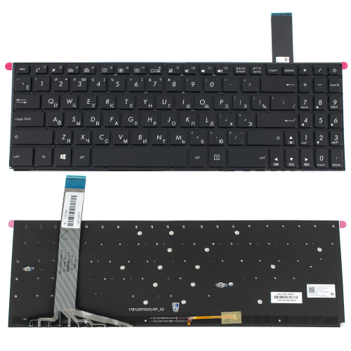Клавиатура для ноутбука ASUS (X570 series) rus, black, без фрейма, подсветка клавиш (ОРИГИНАЛ)