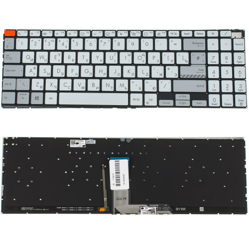 Клавиатура для ноутбука ASUS (X7600 series), rus, silver, без фрейма, подсветка клавиш