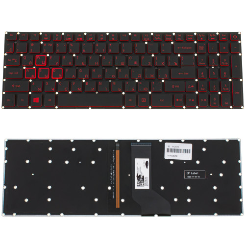 Клавиатура для ноутбука ACER (Nitro: AN515-41) rus, black, без фрейма, подсветка клавиш (ОРИГИНАЛ)
