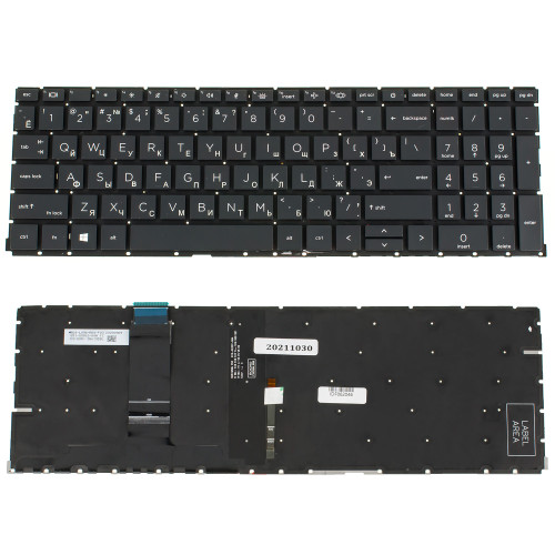 Клавіатура для ноутбука HP (ProBook: 450 G8, 455 G8) rus, black, без фрейма, підсвічування клавіш