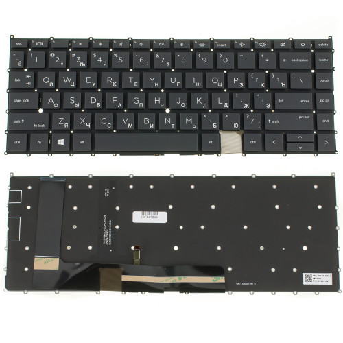 Клавиатура для ноутбука HP (EliteBook X360: 1040 G8) rus, black, без фрейма, подсветка клавиш