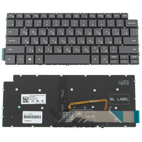 Клавиатура для ноутбука DELL (Inspiron: 5390, 5490, 7490) rus, black, без фейма, подсветка клавиш (ОРИГИНАЛ)