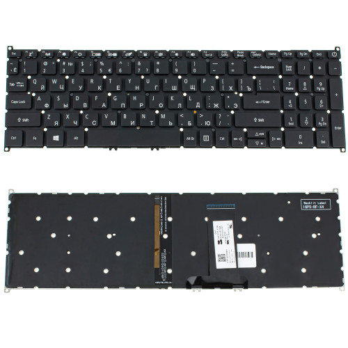Клавіатура для ноутбука ACER (AS: A317-51, A317-32) rus, black, без кадру, підсвічування клавіш (оригінал)