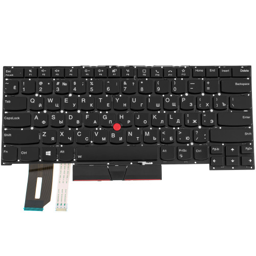 Клавіатура для ноутбука LENOVO (ThinkPad: T14s) rus, black, підсвічування клавіш, без кадру, с джойстиком