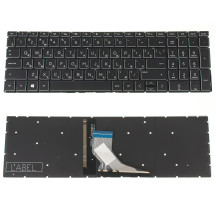 Клавиатура для ноутбука HP (250 G7, 255 G7 series) rus, black, без фрейма, подсветка клавиш, white bezzel (ОРИГИНАЛ)