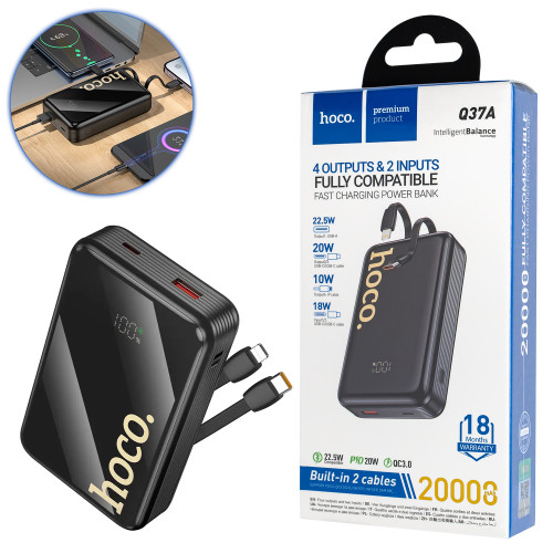 Універсальна мобільна батарея HOCO Q37A Graceful, 22.5W+PD20W 20000mAh, Black (6942007644921)