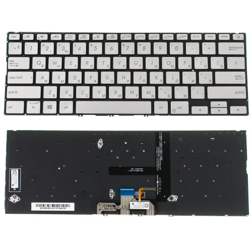 Клавиатура для ноутбука ASUS (UX433 series) rus, silver, без фрейма, подсветка клавиш