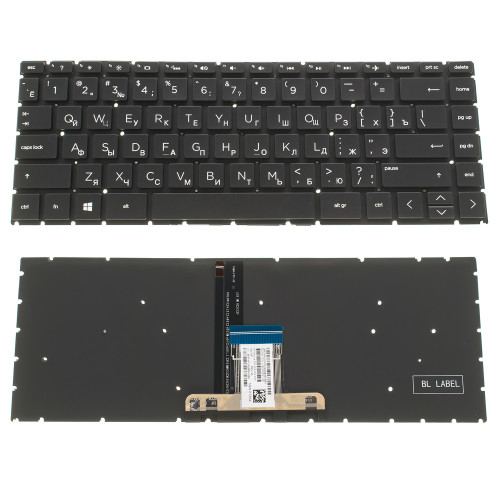 Клавиатура для ноутбука HP (14-CM, 14-CK) rus, black, без фрейма, подсветка клавиш