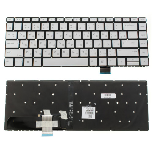 Клавіатура для ноутбука HP (EliteBook X360 1040 G5 G6) rus, silver, без фрейма, підсвічування клавіш(оригінал)