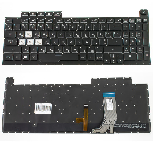 Клавіатура для ноутбука ASUS (G731GU, G731GV) ukr, black, без кадру, підсвічування клавіш (RGB 4) (оригінал)