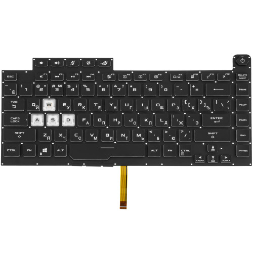 Клавіатура для ноутбука ASUS (G531 series) rus, black, без фрейма, підсвічування клавіш (RBG 16 pin)