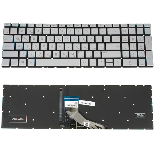 Клавіатура для ноутбука HP (250 G7, 255 G7 series) rus, silver, без фрейма, підсвічування клавіш(оригінал)