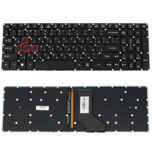 Клавіатура для ноутбука ACER (G3-571, G3-572, PH315-51, PH317-51) rus, black, без фрейма, підсвічування клавіш(оригінал)