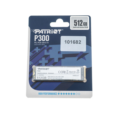 Жесткий диск M.2 2280 SSD  512Gb Patriot P300 Series, P300P512GM28, NVMe, PCI Express 3.0 x4, 3D NAND TLC, зап/чт. - 1200/1700мб/с