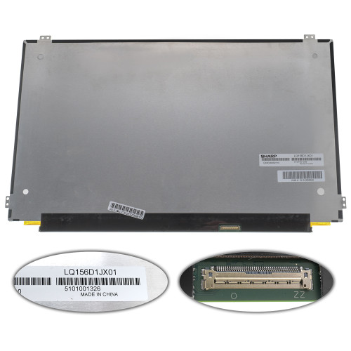 Матриця 15.6 LQ156D1JX01 (3840*2160, 40pin(eDP, IPS, 330cd/m2, 100% RGB), LED, SLIM(горизонтальні та вертикальні вушки), матова, роз'єм праворуч знизу) для ноутбука
